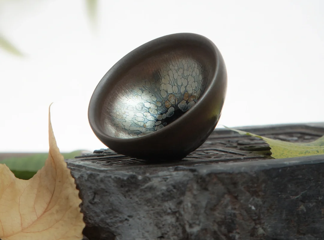 Rare Gold Tenmoku Teacups - 24K Gold Leaf Accents | Certificate of Authenticity